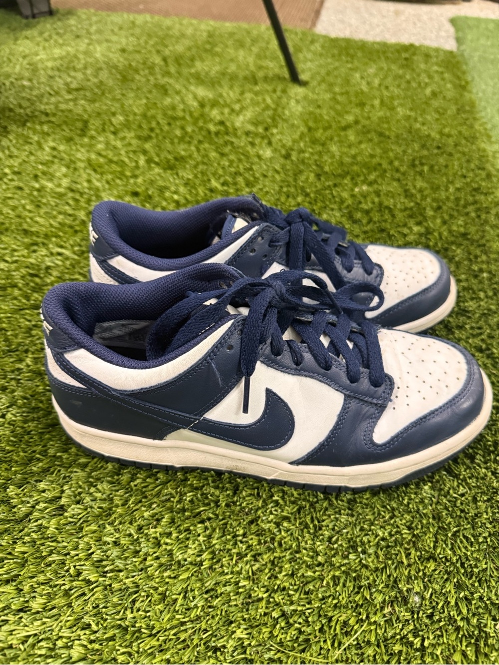 Nike Kids Navy and White Low-Top Sneakers with Swoosh